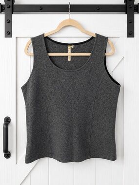Comfy USA 1X Gray Marled Sleeveless Knit Tank Top Made in USA Plus Size